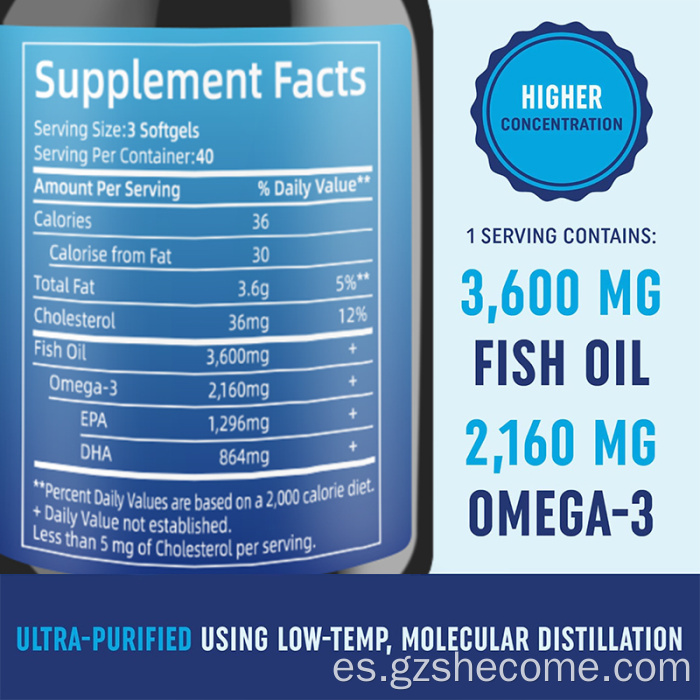 Aceite de pescado Softgels Support Heart Health Omega Softgel